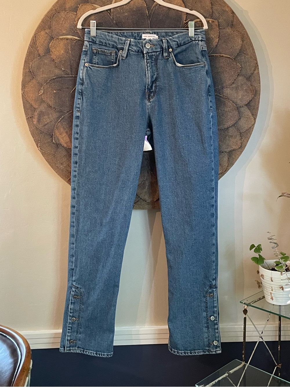 Good American Good Icon Button Hem Jeans